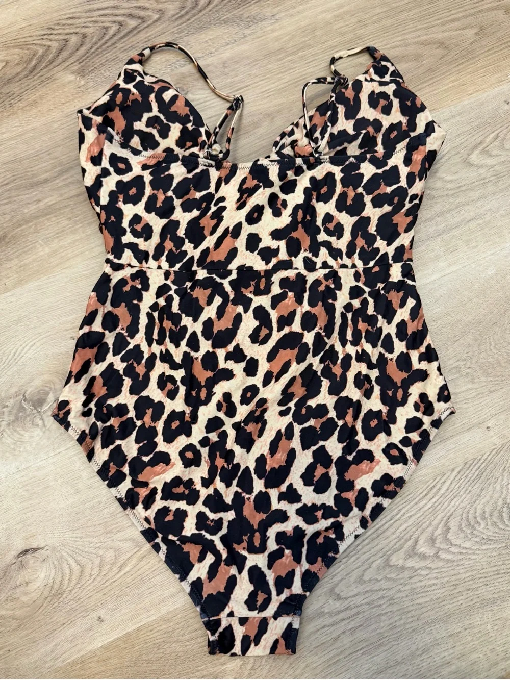 Leopard Print Tie Front One Piece Swimsuit